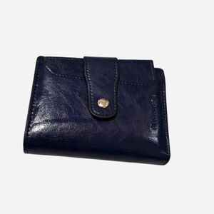 Navy Leather Snap Wallet